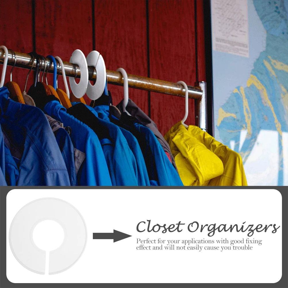 

20pcs White Plastic Clothes Size Dividers Round Hangers Separators Closet Organizers Storage Tools Garment Buckles