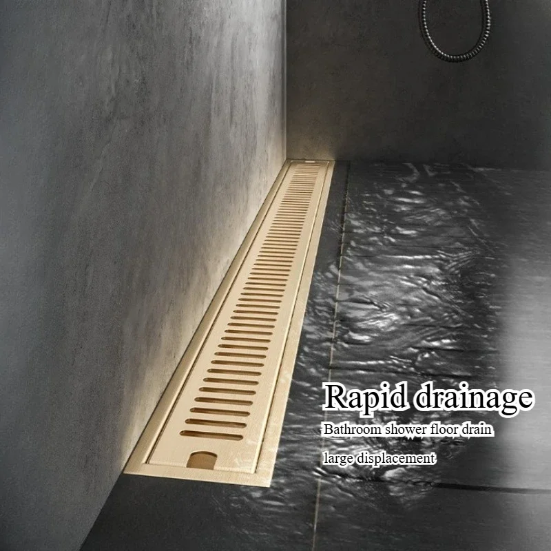 Bathroom large displacement shower floor drain 10X60CM 304 stainless steel floor drain anti odor floor drain