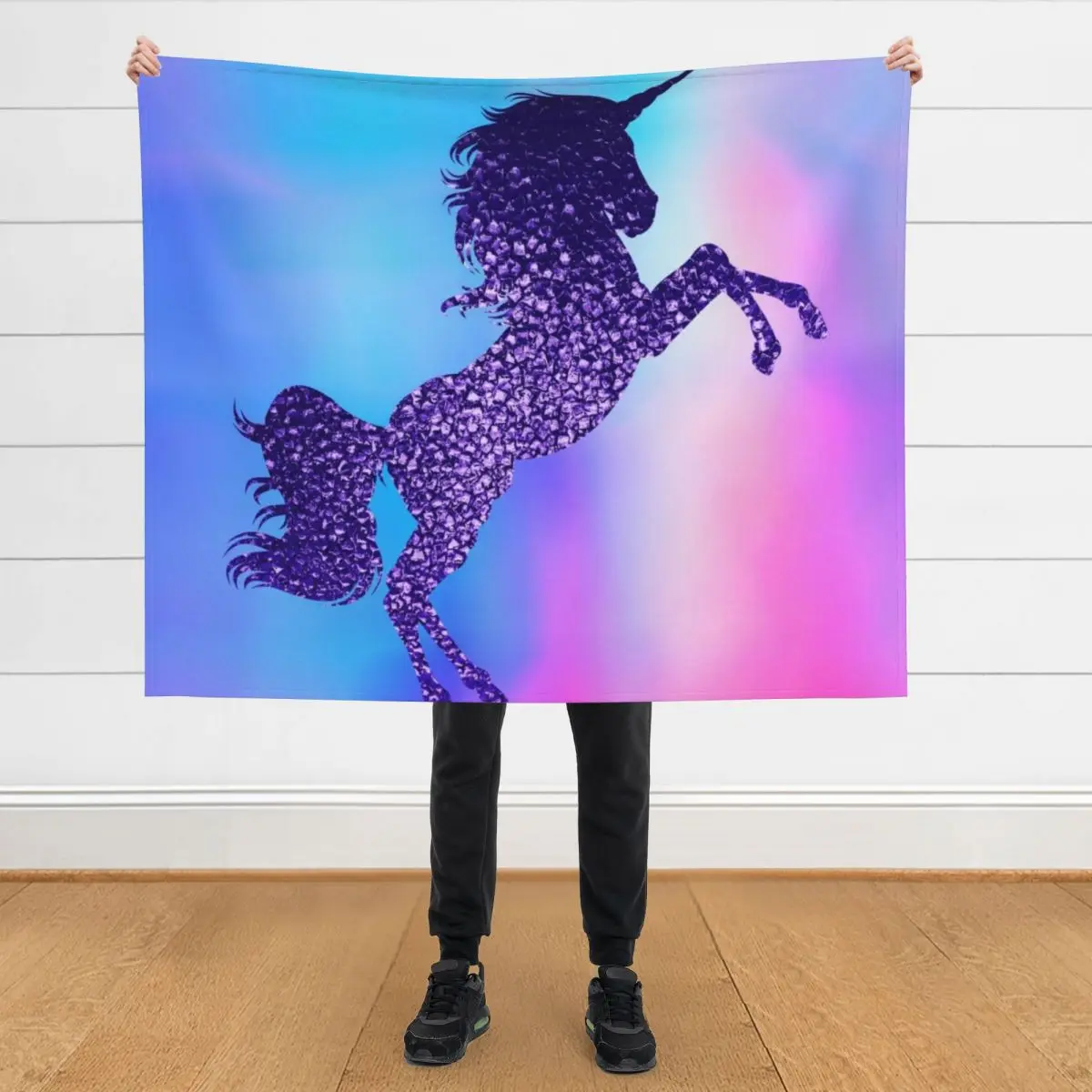 

Sparkly Purple Unicorn Throw Blanket Custom warm winter Hairys Blankets