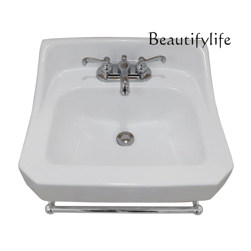 New retro hanging wash basin cabinet Nordic small apartment bathroom mini ceramic basin
