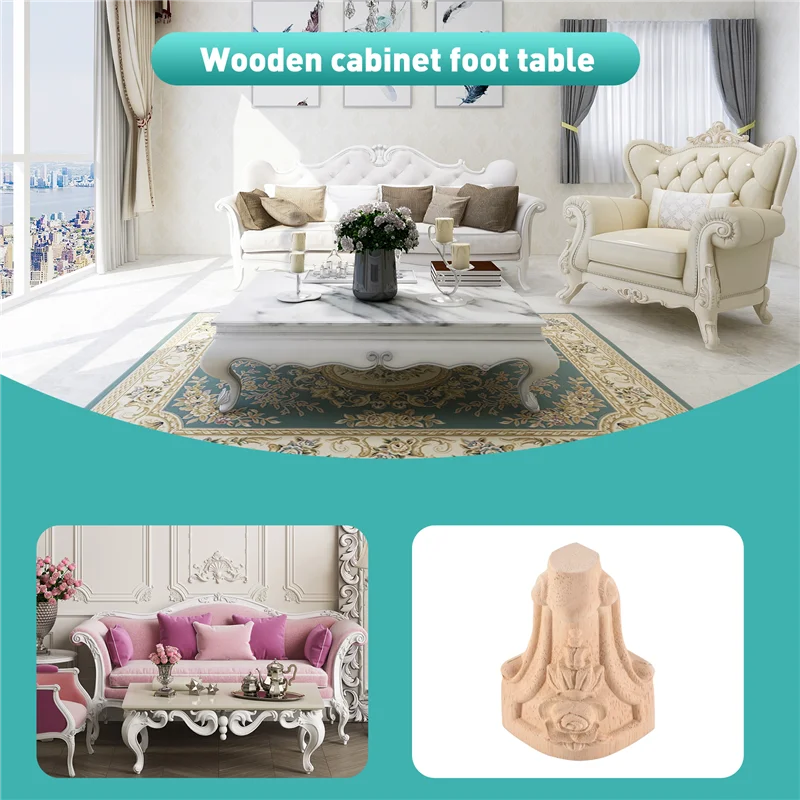 عالية الجودة 4 قطعة 10X6 سنتيمتر النمط الأوروبي خشب متين منحوتة الأثاث القدم الساقين تلفزيون خزانة مقعد قدم #5