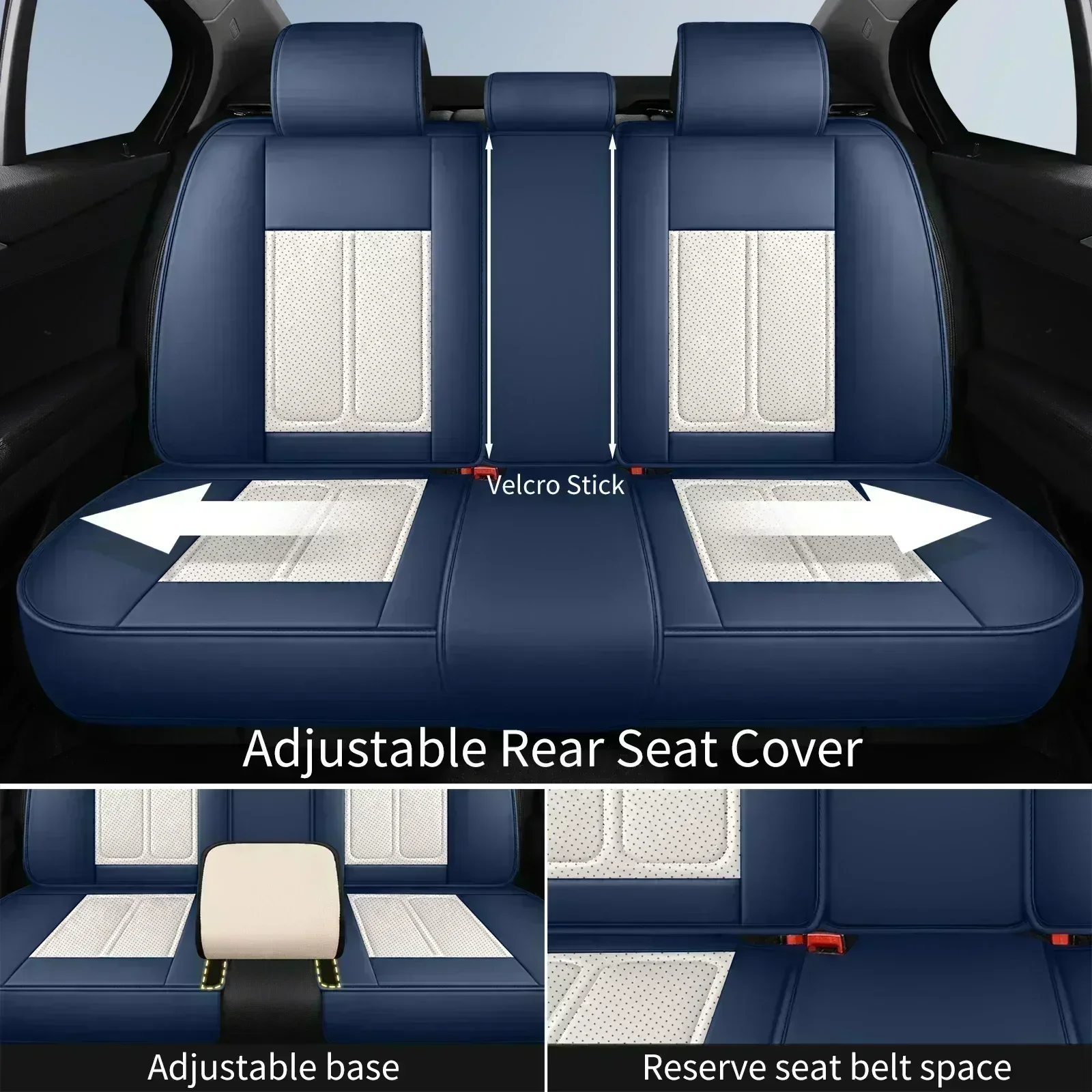 غطاء مقعد السيارة من الجلد الصناعي مقاوم للماء ومقاوم للاهتراء، غطاء مريح للخصر ثابت بالكامل 5 مقاعد لسيارة Toyota Tundra #3