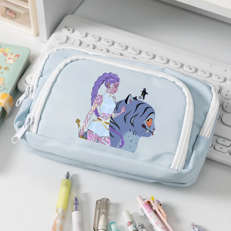 

KPop Demon Hunters Stationery Box Big Capacity Multi-layered Stowage Bag Ins Kawaii Cartoon Anime Makeup Bag Pencil Packet Gift