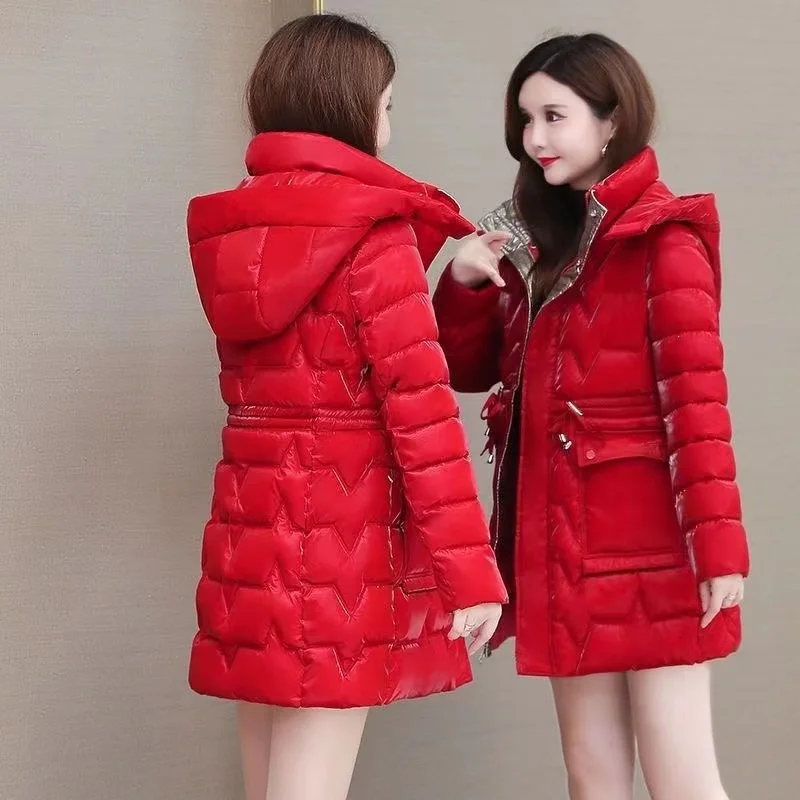 Winter Jacket Parkas Women Coat Hooded Overcoat New Female Jacket Thick Warm Cotton Padded Puffer Parka Mid Long Outwear