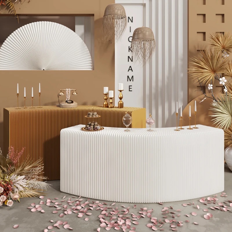 

Складные портативные бумажные круглые полки для свадебных выставок и бутиковых магазинов с струящимся дизайном для витрины