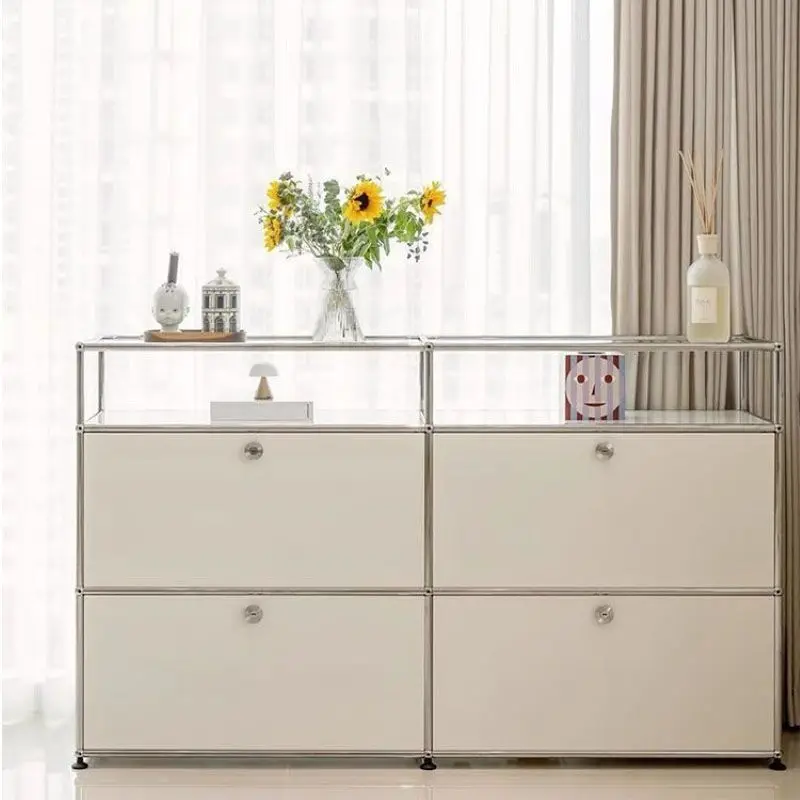 Modern Living Room Cabinet Modular Sideboard Storage Cabinets Combination TV Stand for Customizable Steel Frame Wood Furniture