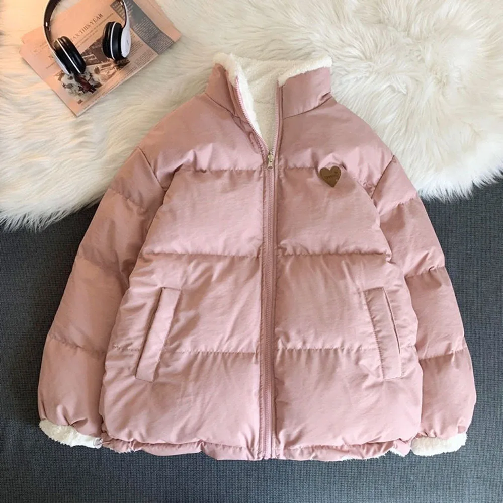 Fashion Bread Dress Women's Design Sense Small Korean Fleece Wearing Gentle Wind Milk Sweet Cotton-padded Jacket On Both Sides.