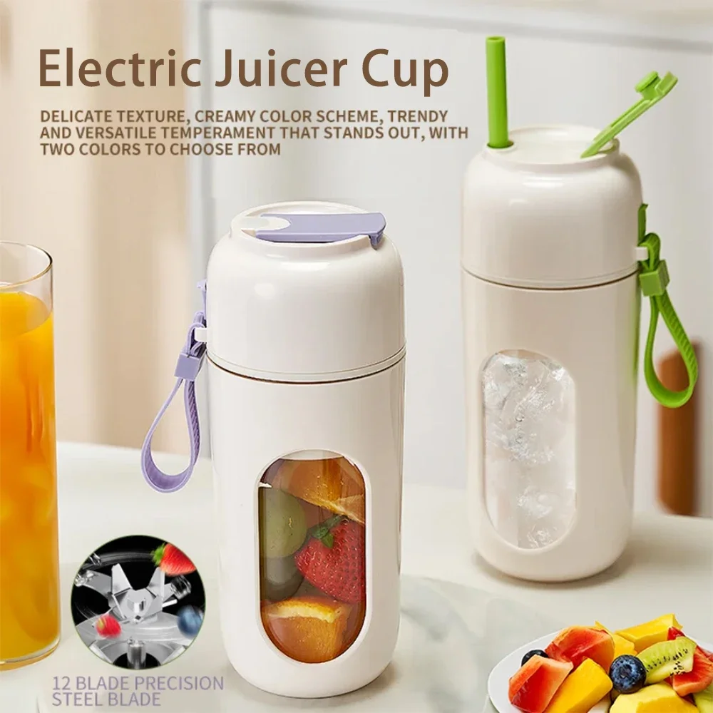 

12 Blades Portable Electric Juicer Cup 350ML Multifunction Juicer Fruit Mixers 3000mAh USB Rechargeable mini Juice Maker Machine