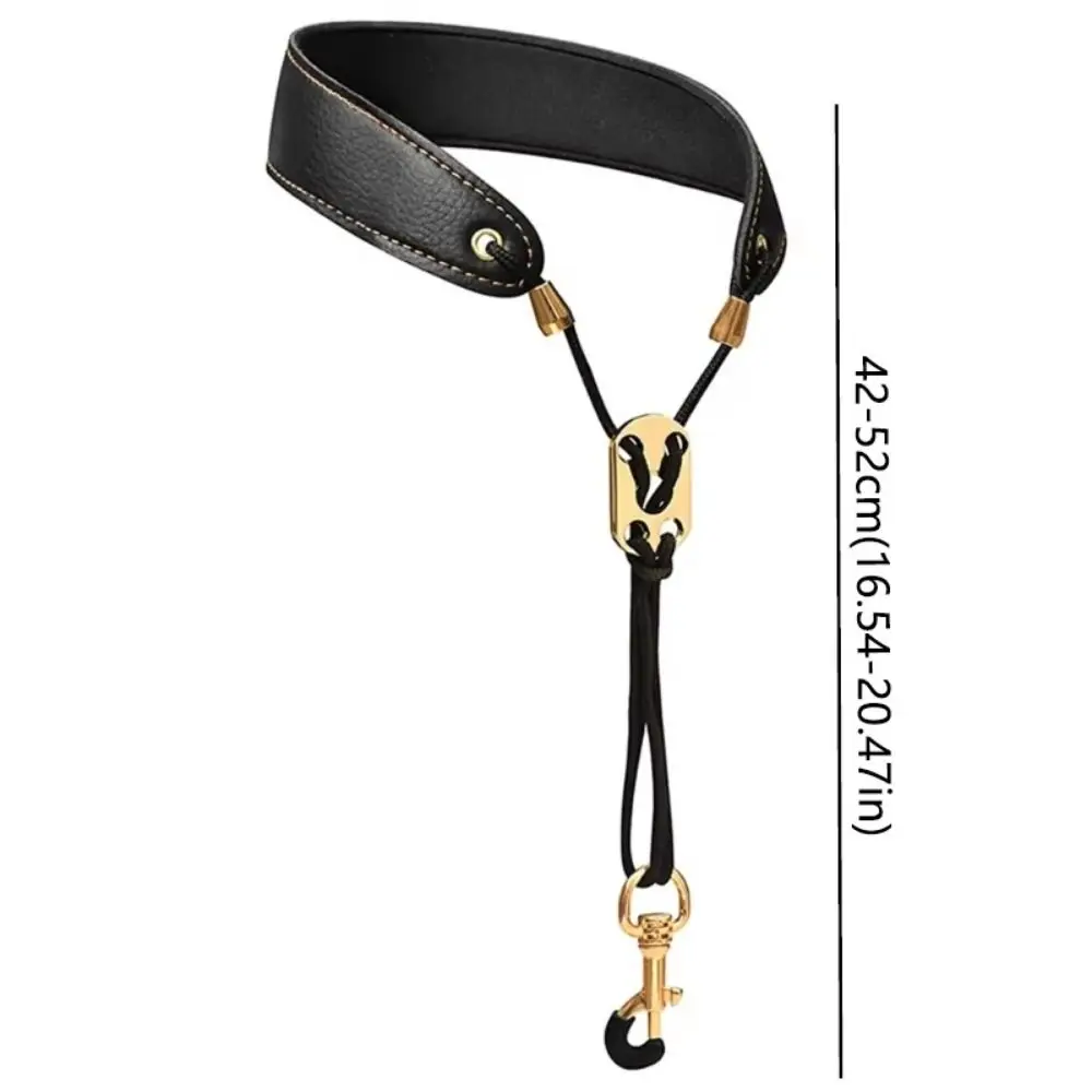 สายคล้องคอแซ็กโซโฟนแบบปรับได้ที่ทนทานหนัง PU สายรัดไหล่แซ็กโซโฟนที่สะดวกสบายตะขอโลหะหนาคลาริเน็ตคอเด็ก