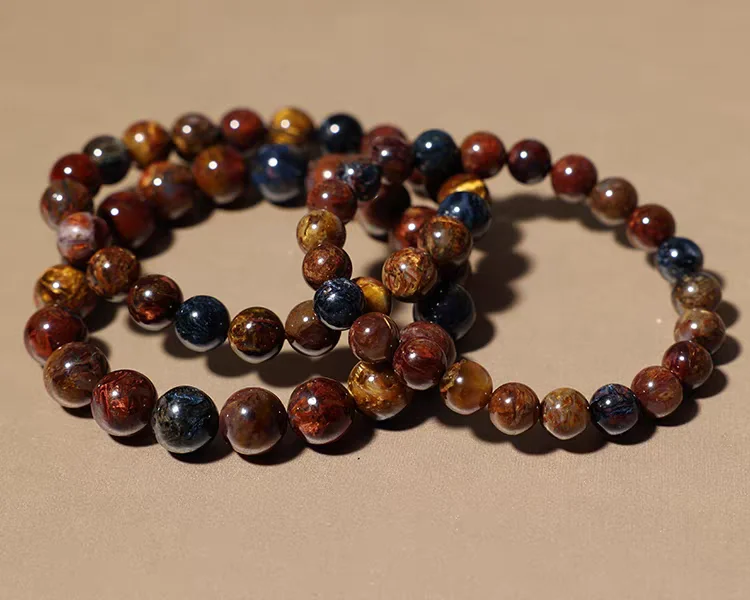 

Natural Blue Red Pietersite Round Beads Bracelet Jewelry 9.5mm Cat Eye Stretch Yellow Pietersite From Namibia Genuine AAAAAA