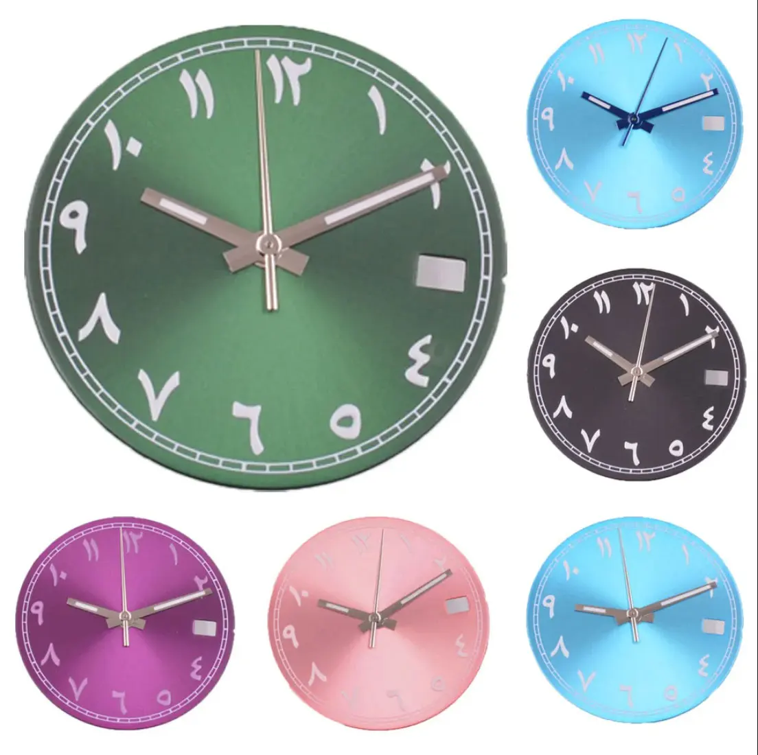 29MM Green Luminous Pink/purple/blue/green/black Arabic Numerals Watch Dial Hands Fit Seiko NH35 NH35A Movement