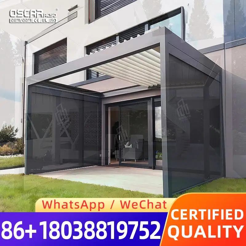 Canopy Awning Gazebo Shelter Innovative Smart Garden Patio Deck Backyard Poolside 10x20 HeavyDuty Louver Aluminum Pergola Remote
