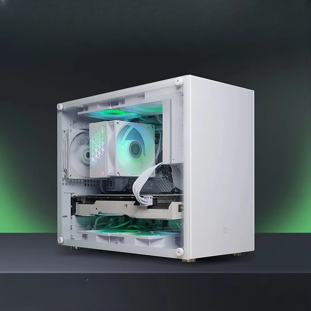 Premium  Mini Gaming Computer White Case with Transparent Side & Direct-Plug Graphics Card ATX Power Supply