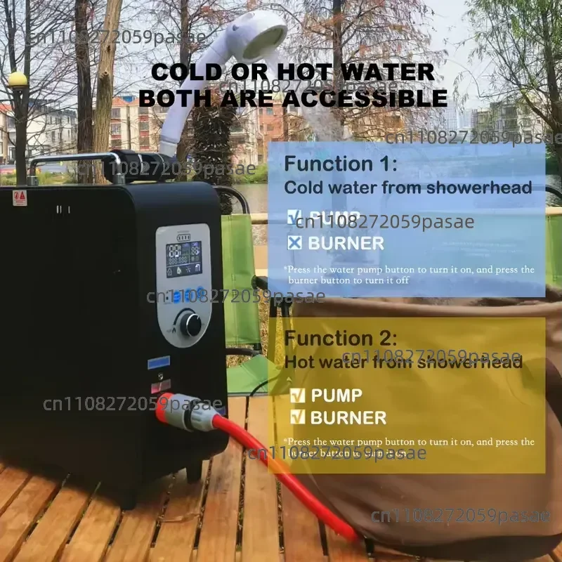Outdoor camping heating portable shower portable shower with heating function tankless heat pump gas water heater
