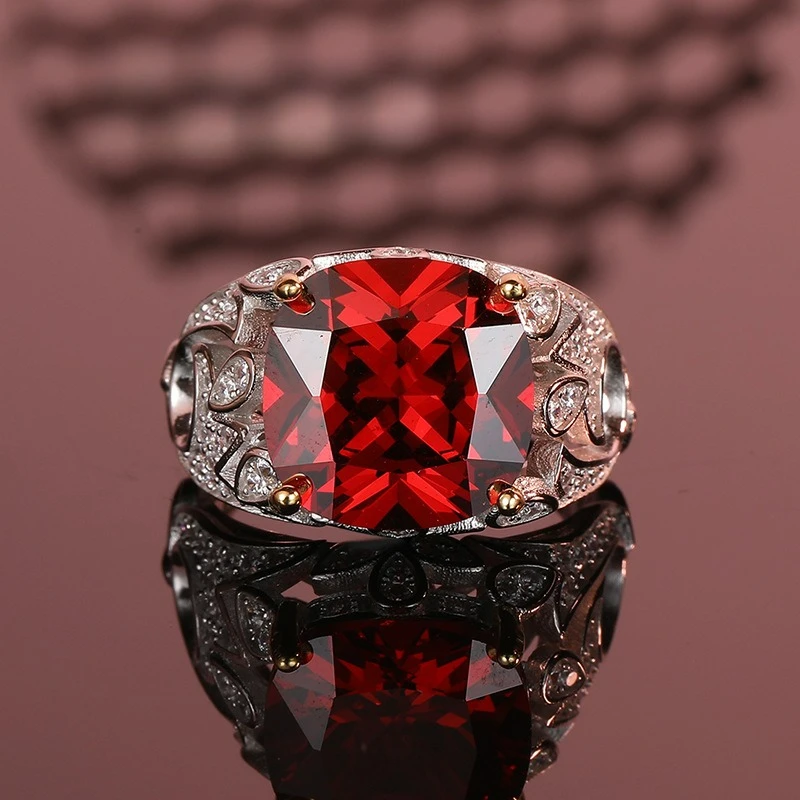 

New Product Ruby PT950 Platinum Artificially Cultivated Gemstone Ring Diamond Ring Full Diamond Colorful Treasure Ring