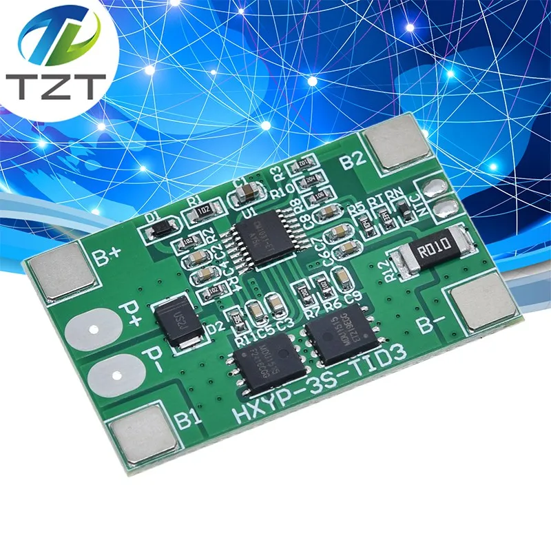 TZT 3S 10A Li-ion Lithium Battery 18650 Charger PCB BMS Protection Board 12V 11.1V 12.6V Prevent overcharge