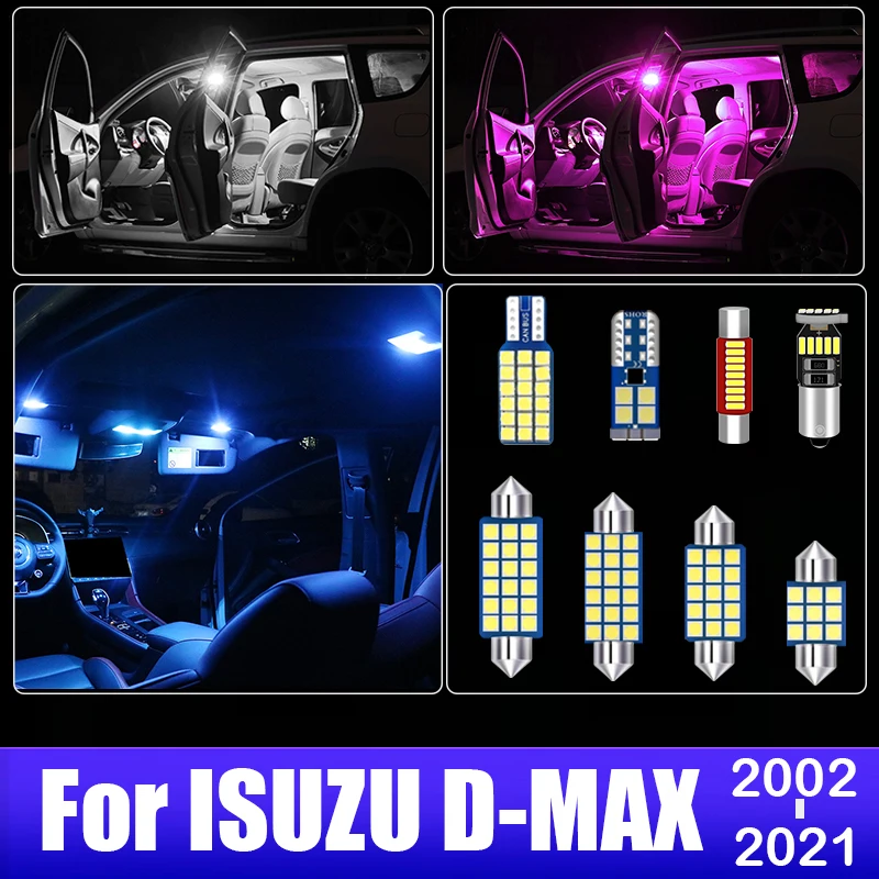 For ISUZU D-MAX Dmax 2002 - 2013 2014 2015 2016 2017 2018 2019 2020 2021 8pcs Car LED Bulb Interior Lamp Trunk Light Accessories