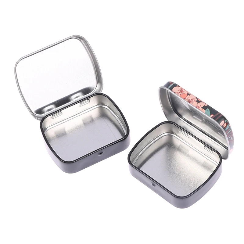 1pc Survival Kit Tin Pill Case Small Empty Metal Tin Flip Storage Box Case Organizer For Pill Money Coin Candy Key