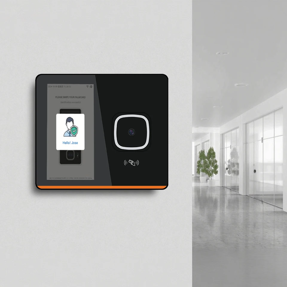 AI Palm Vein Access Control Android13 OS DC Powered Waterproof LCD Display Memory Card Storage NFC QR Code