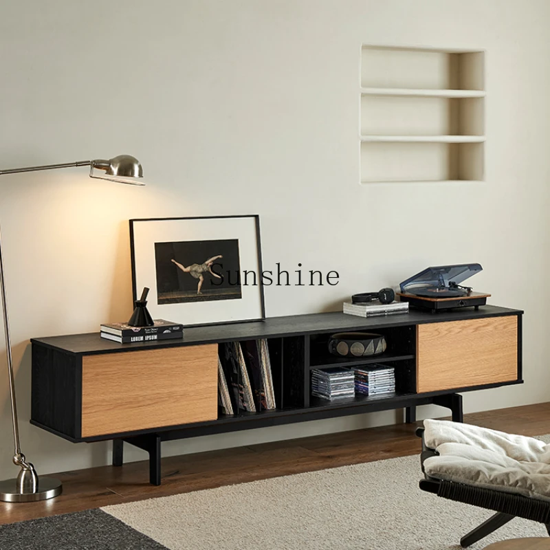 

Simple modern high-end light luxury living room home black TV cabinet