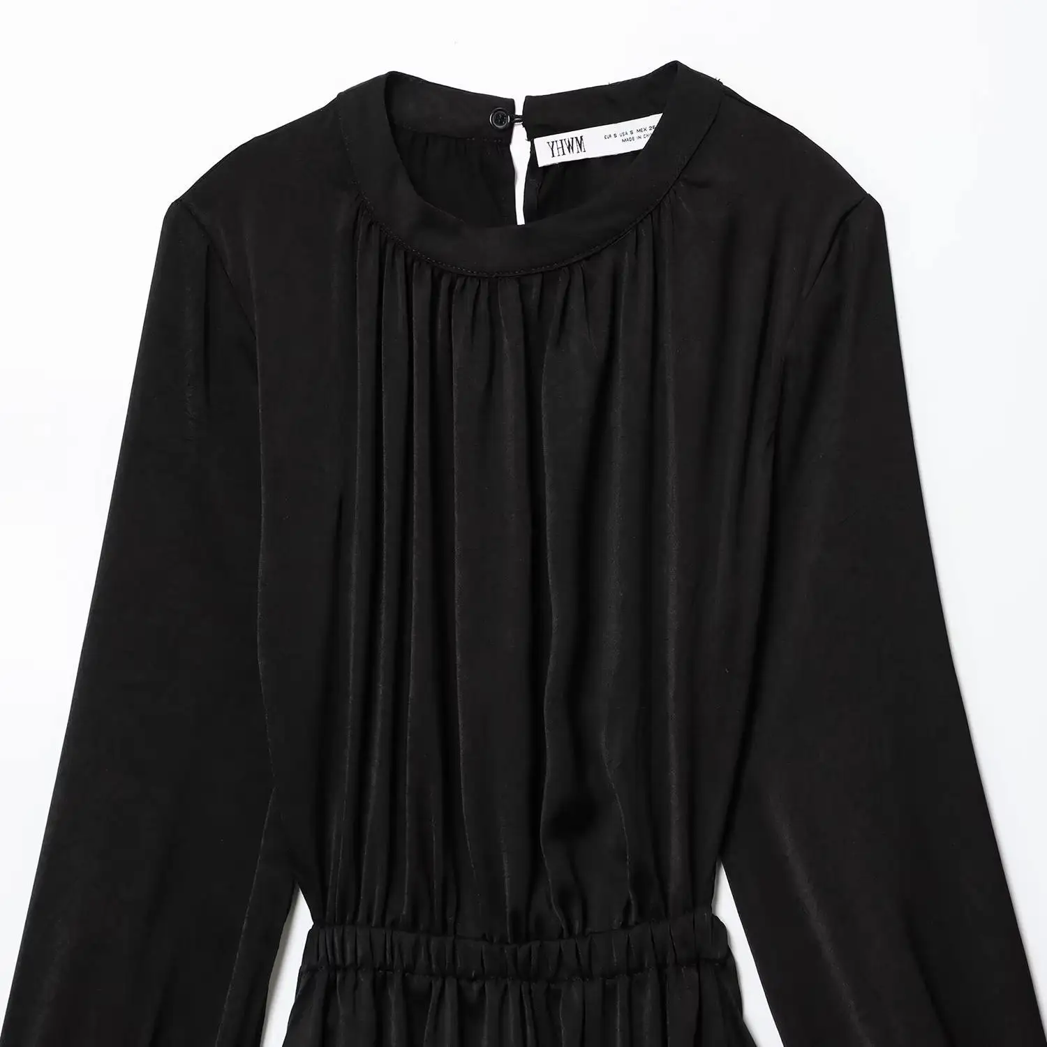 JNLEAOG automne nouveau Faion Bal Design Dr dames fibre de Polyester longue Sve décontracté Sle couleur Pure t-shirt Dr