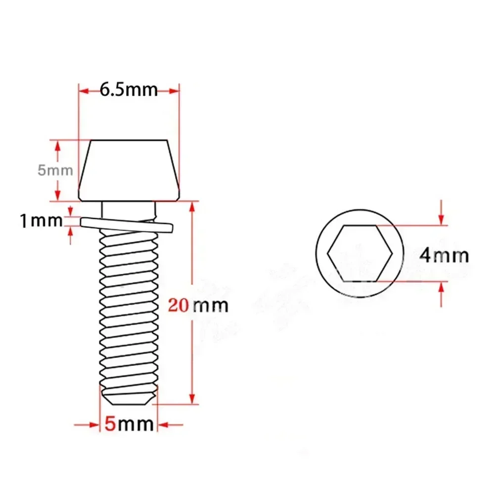 6Pcs Bicycle Handlebar Screws Stainless Steel M5/M6 MTB Bike Handle Bar Stem Screws Enhancement M5 Hexagon Bolt Screws