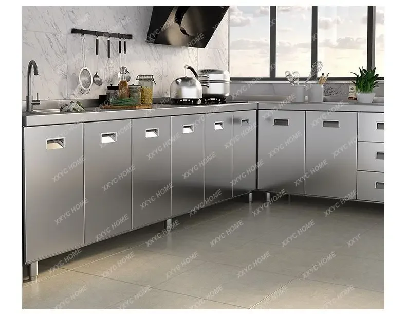 

YYStainless Steel Sideboard Kitchen Multi-door Cabinet Cupboard Dining Room Locke Kitchen Storage Adjustable Shelf CabinetY