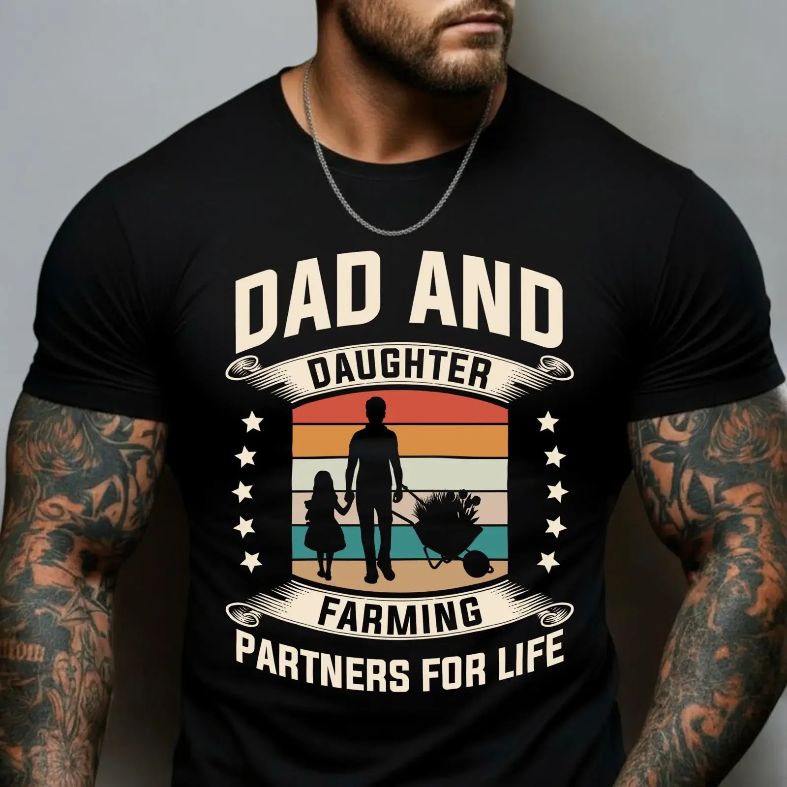 Dad and Daughter Farming Partners for Life T Shirt Retro Farm Gardener Father Country Farmer Outfit vintage Washed Stylish