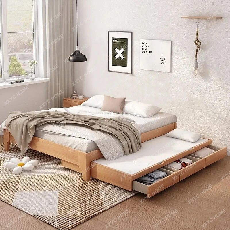 

Детская кровать из массива дерева, татами-кровать с местом для хранения, односпальная/двуспальная, без боковин.