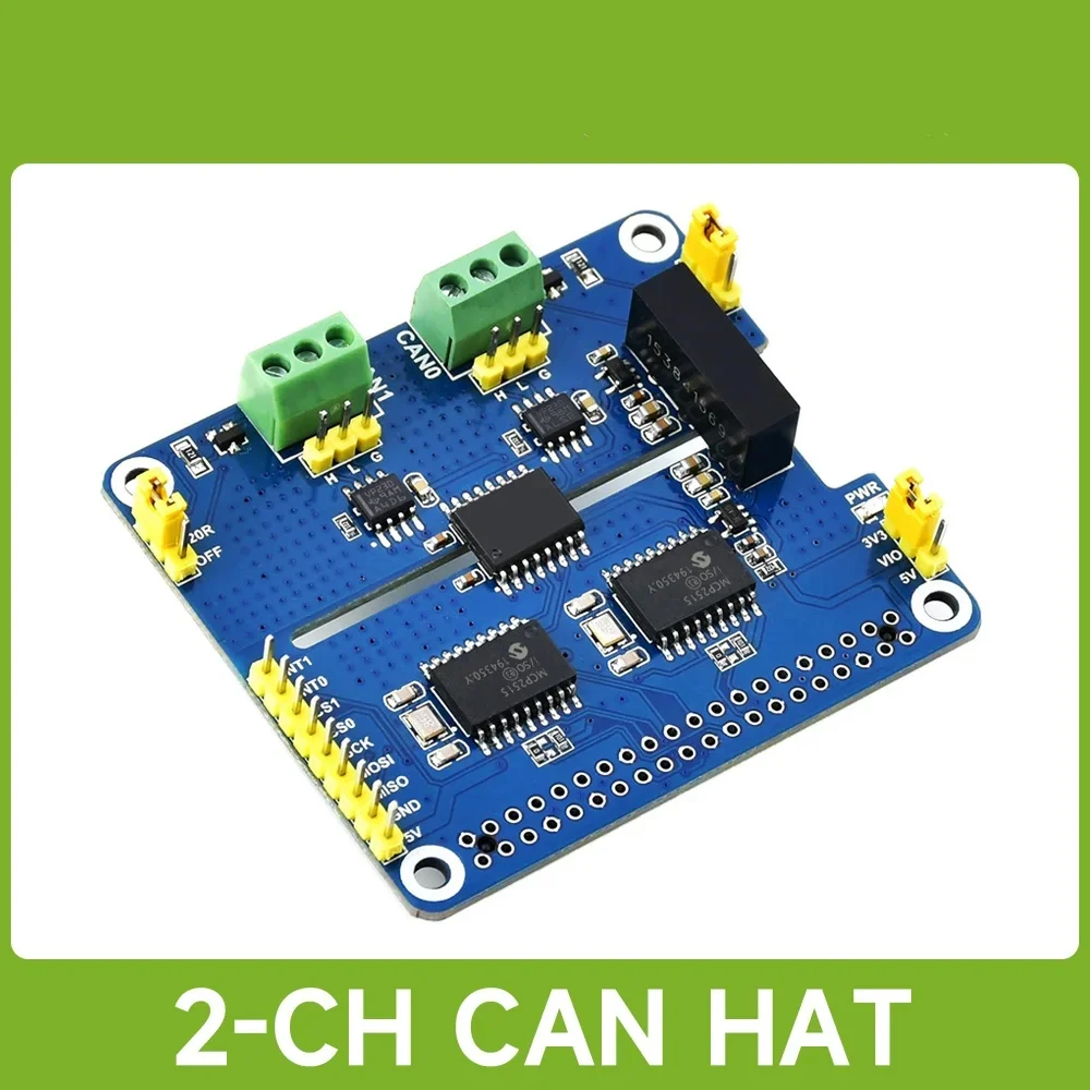 Waveshare 2-Channel Isolated CAN Expansion HAT for Raspberry Pi, Dual Chips Solution, Canbus for Raspberry Pi 5/4B/3B