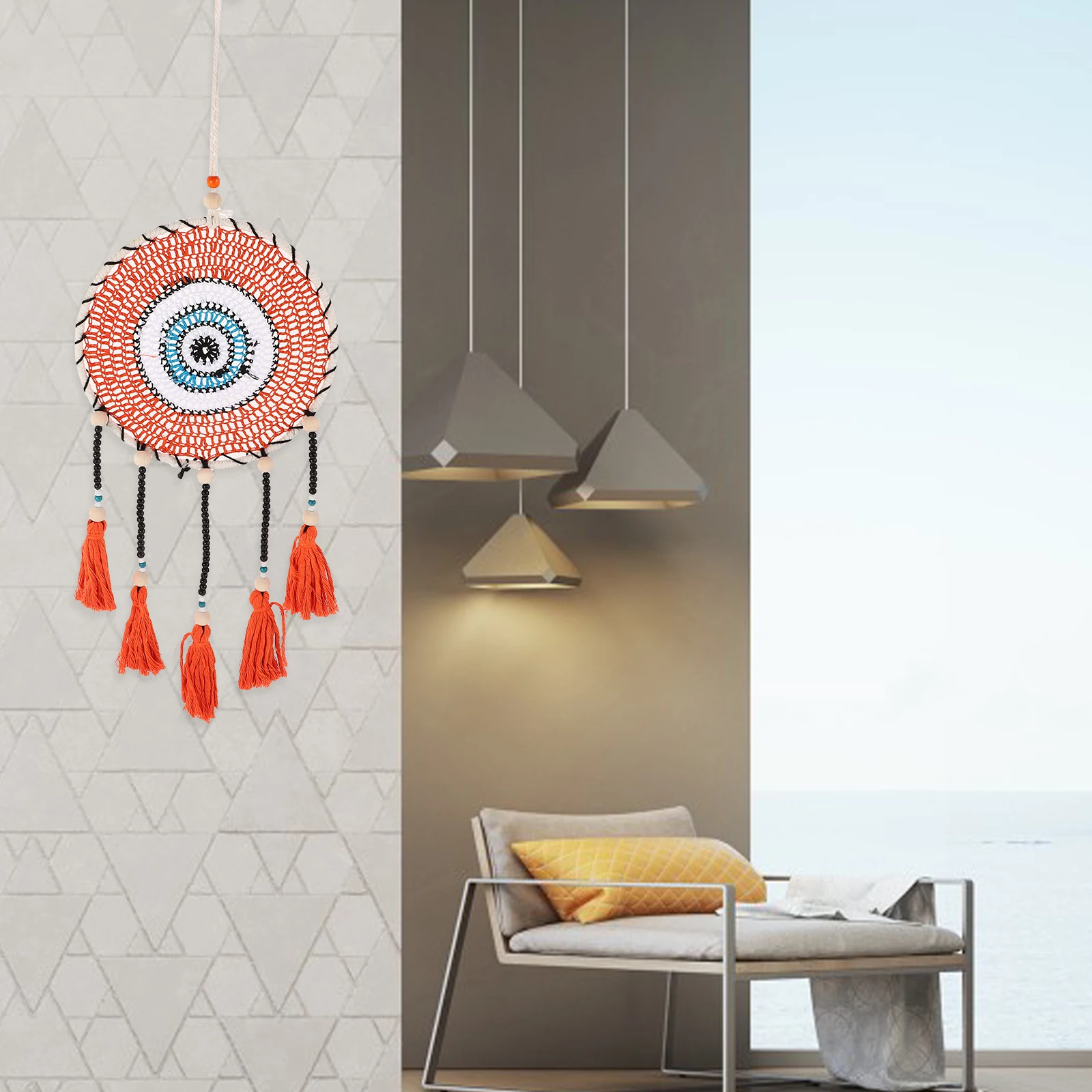 

Boho Style Wall Tapestry Cotton Rope Handwoven Bedroom Living Room Decorative Farmhouse Dorm Door Western Art Office Sofa