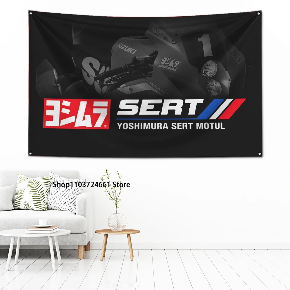 60x90cm Yoshimura Flaga sportów motorowych Poliester Druk cyfrowy Baner do garażu Dekoracja ścienna na zewnątrz drzwi