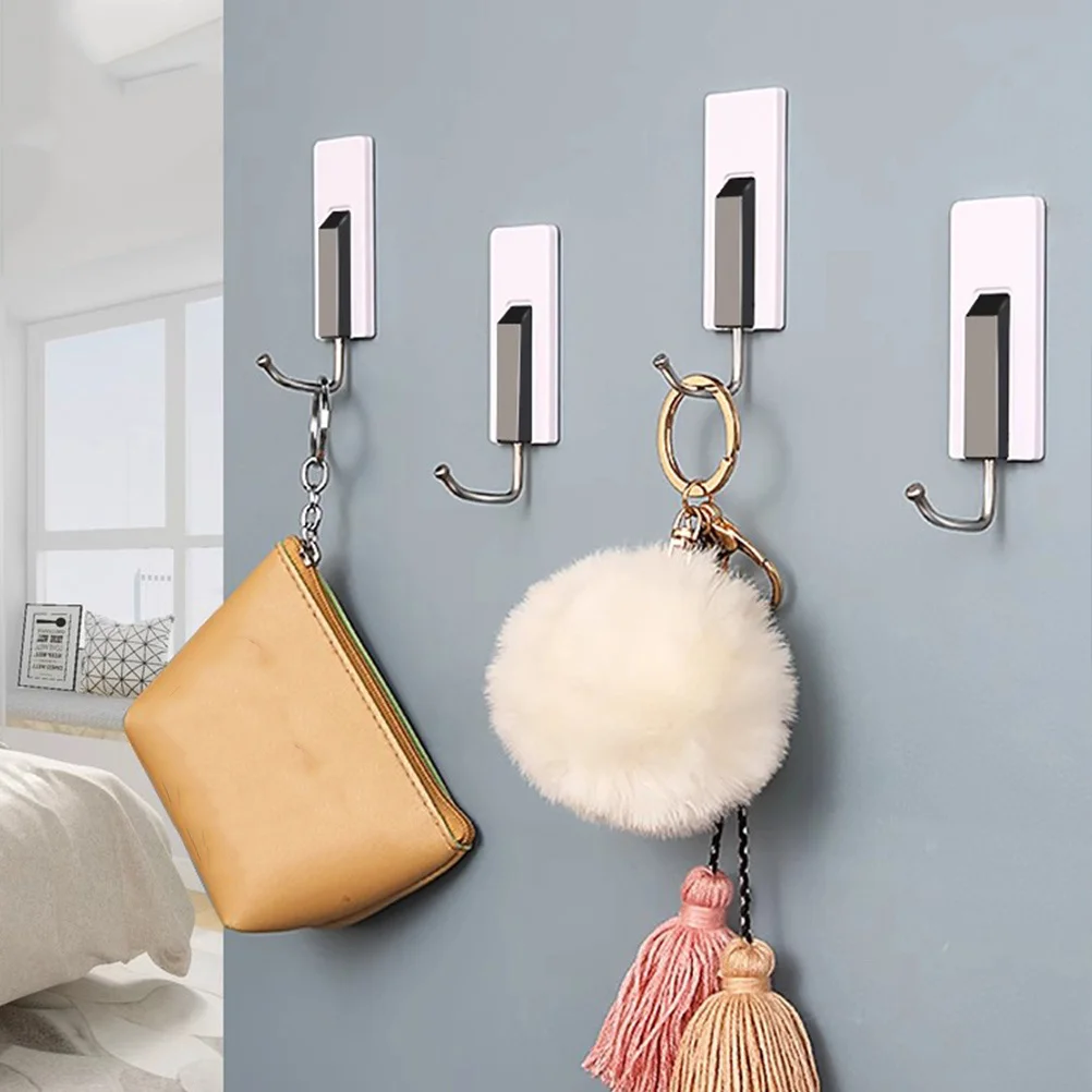 

4Pcs Piano Key Hooks Strong Adhesive Punch Bathroom Wall Hanging Coat Towel Hook Decorative Organizer