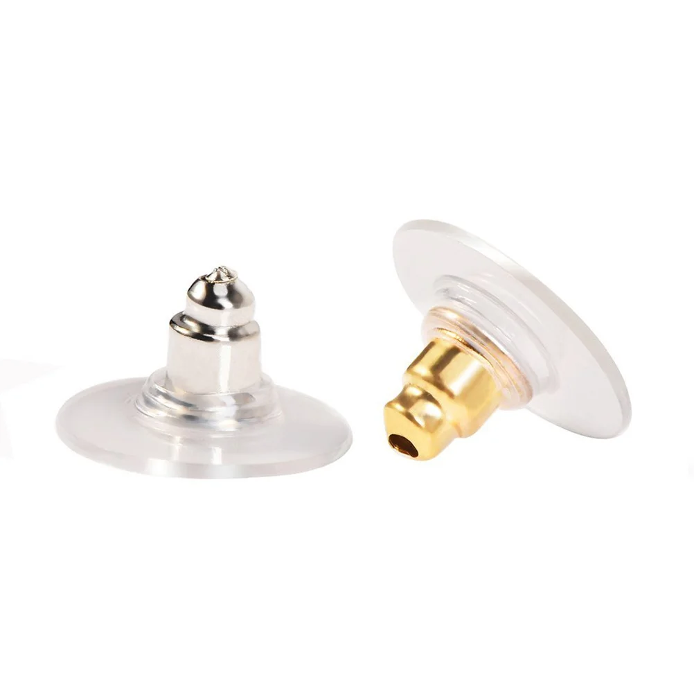 

100pcs Metal Bullet Backs For Earrings Gold Tone Durable Lightweight Anti-Rust Jewelry Findings Earring Backings Earnuts Health