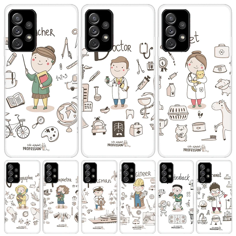 Cute Profession Teacher Doctor Phone Case for Samsung Galaxy A54 A53 A52 A14 A13 A12 A24 A23 A22 A34 A33 A32 A04S A03S A02S A42