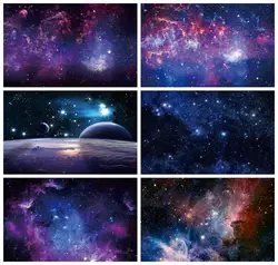 Laeacco Baby Birthday Photozone Universe Space Planets Glitters Earth Little Astronaut Newborn Backdrops Photography Backgrounds