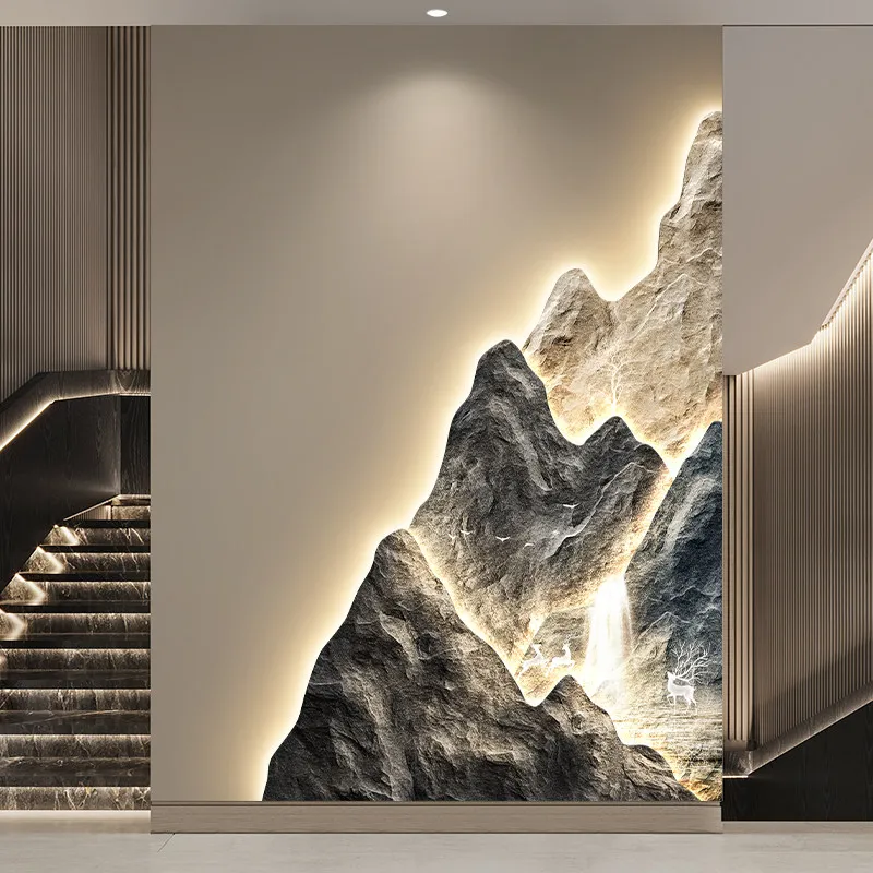 Wall Light Luxury Living Room Decoration Painting Flowing Water Make Money Sofa Background Wall Painting Porch Landscape Mural