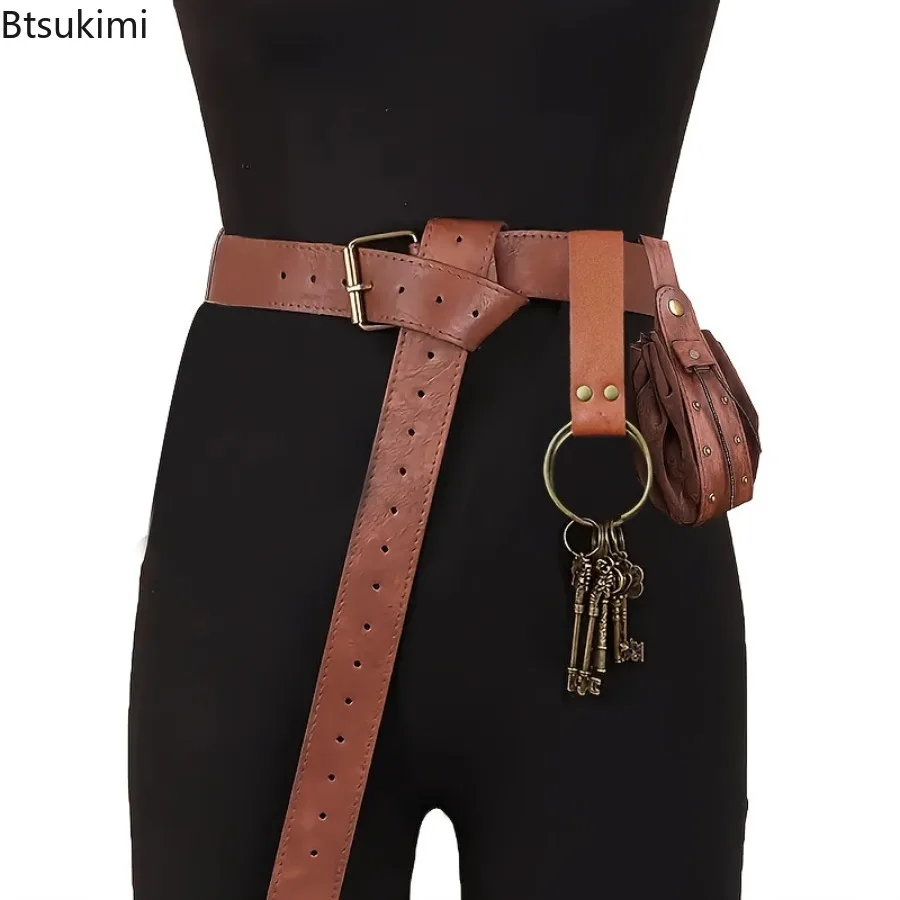 خمر حقيبة بحزام Steampunk حقيبة الهاتف القرون الوسطى عصر النهضة بولي حزام حزام جلد فاني حزم القراصنة تأثيري ازياء اكسسوارات للجنسين #6