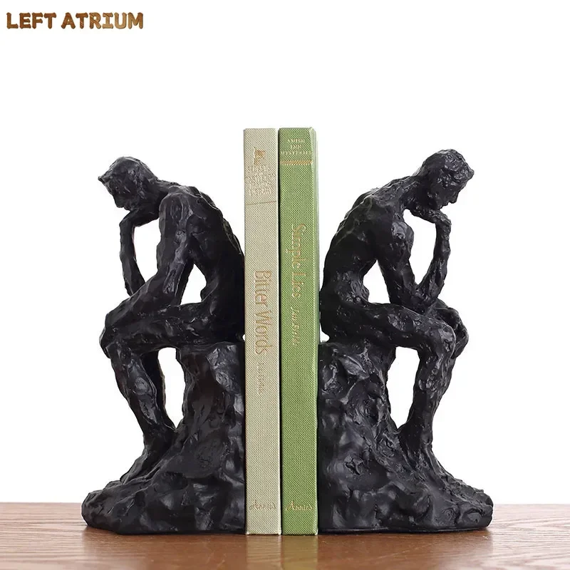 

Черный мыслитель, скульптура, библиотека, книжная полка, подставка для книг, абстрактный персонаж, статуя из смолы, украшение для стола, фигурки, статуэтка