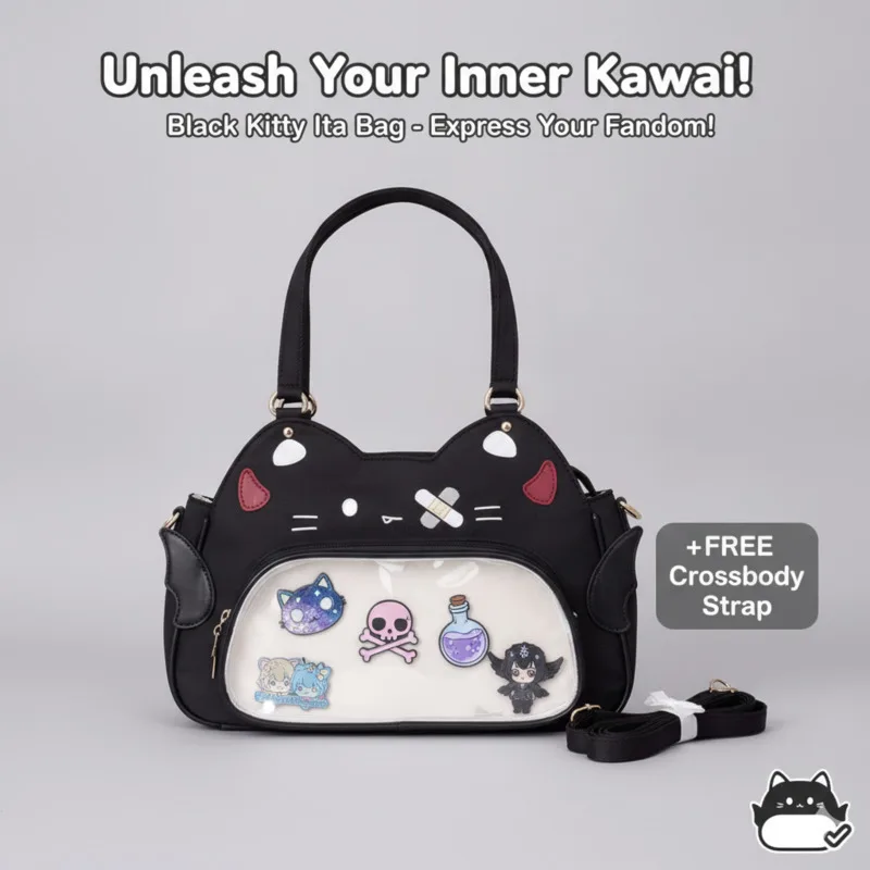 Anime Idol ItaBag Fans Display CuteWalk Kawaii Cat Shape Nylon Transparent For Collectibles Daily School Shoulder Crossbody Bag