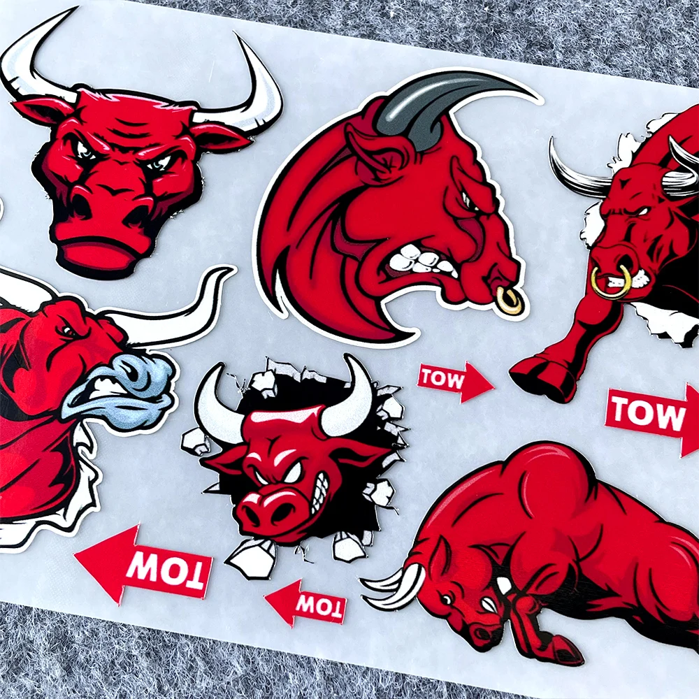 Angry Bull Stickers Motorcycle Reflective Waterproof Decor Moto Helmet Body Accessories Decal For Voge Kawasaki CFMOTO Yamaha