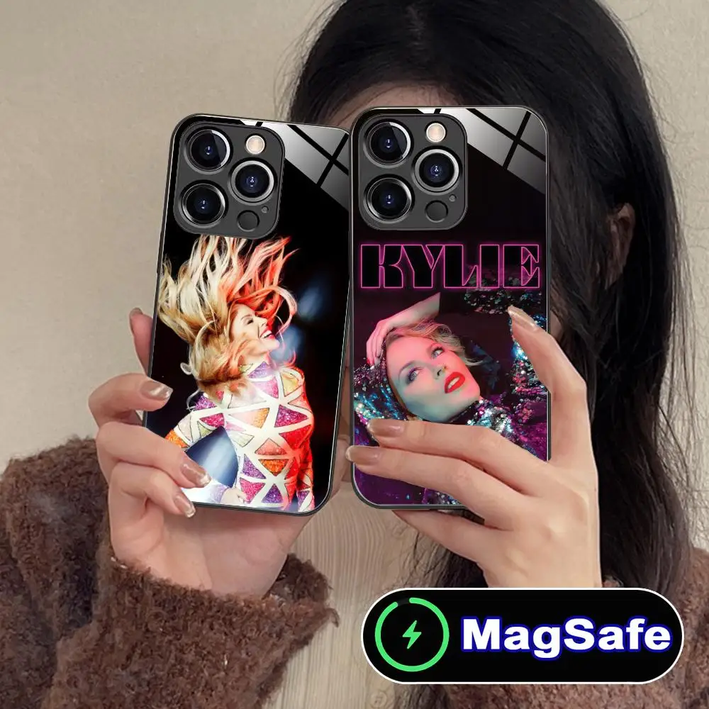 

Чехол для мобильного телефона Kylie Minogue для iPhone 16, 15, 14, 13, 12, 11 Pro Max Plus Mini MagSafe, стеклянный чехол с цветной печатью для смартфона