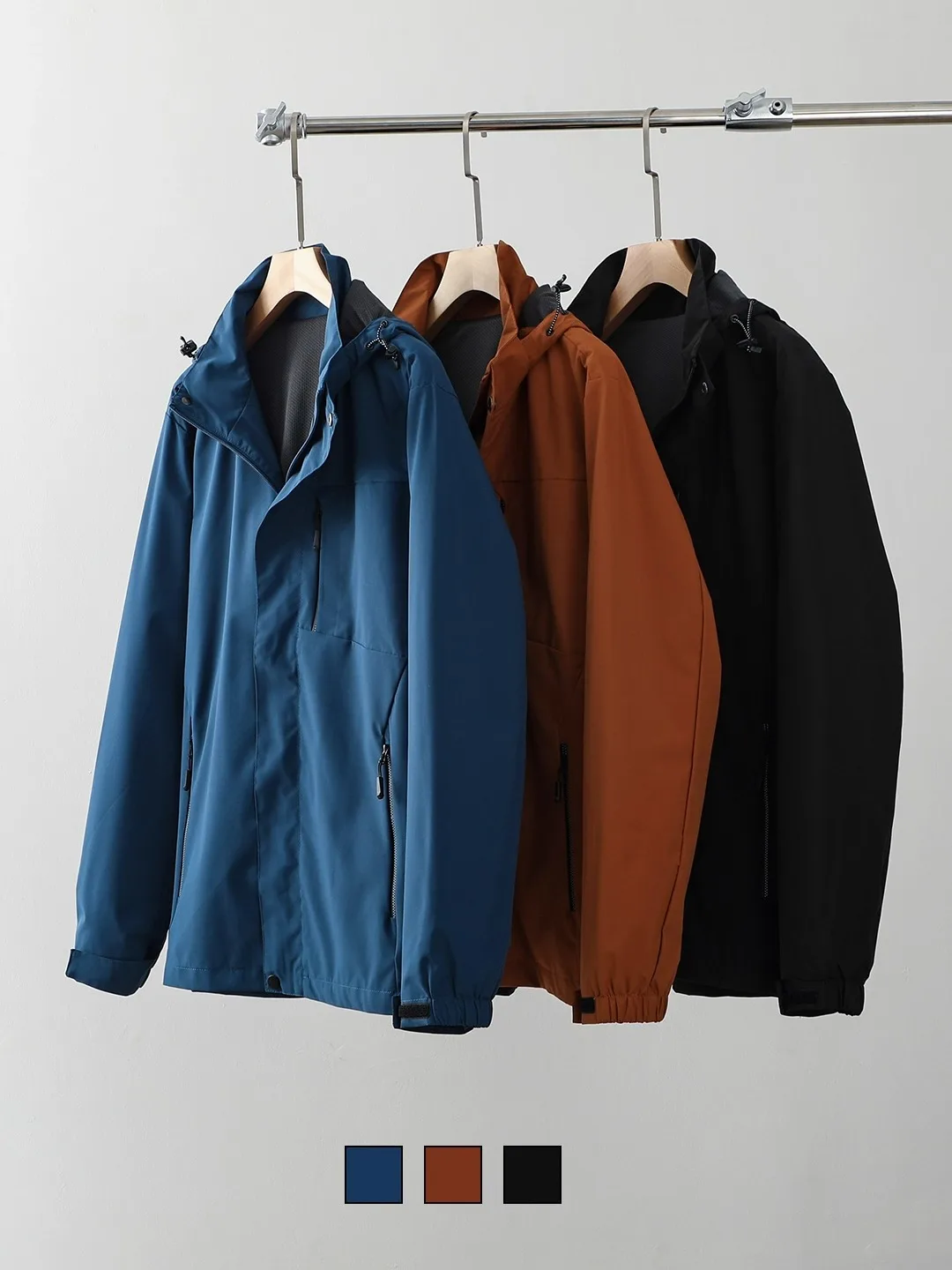 

Мужская уличная куртка с капюшоном из дышащей полиэстеровой ткани, ветрозащитная, водоотталкивающая, на молнии, удобная осенняя куртка