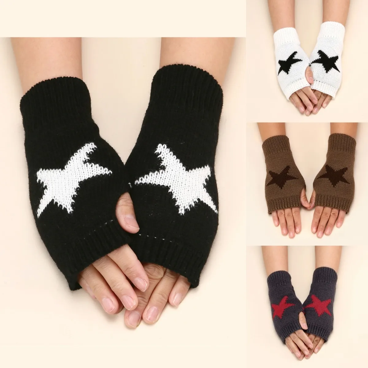 Liebe Pentagramm Handschuhe Winter wärmer gestrickt finger los weich warm Wolle Strick arm flexible Hand Computer Handschuhe für Männer Frauen