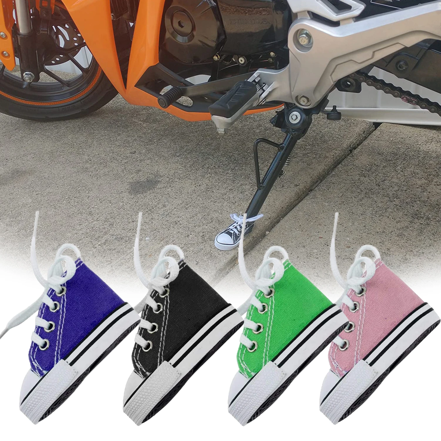 Motorcycle Side Stand Funny Cute Mini Shoe Foot Support Motor Bicycle Kickstand Tripod  Motor /Bike Kickstand Mini Canvas Shoes