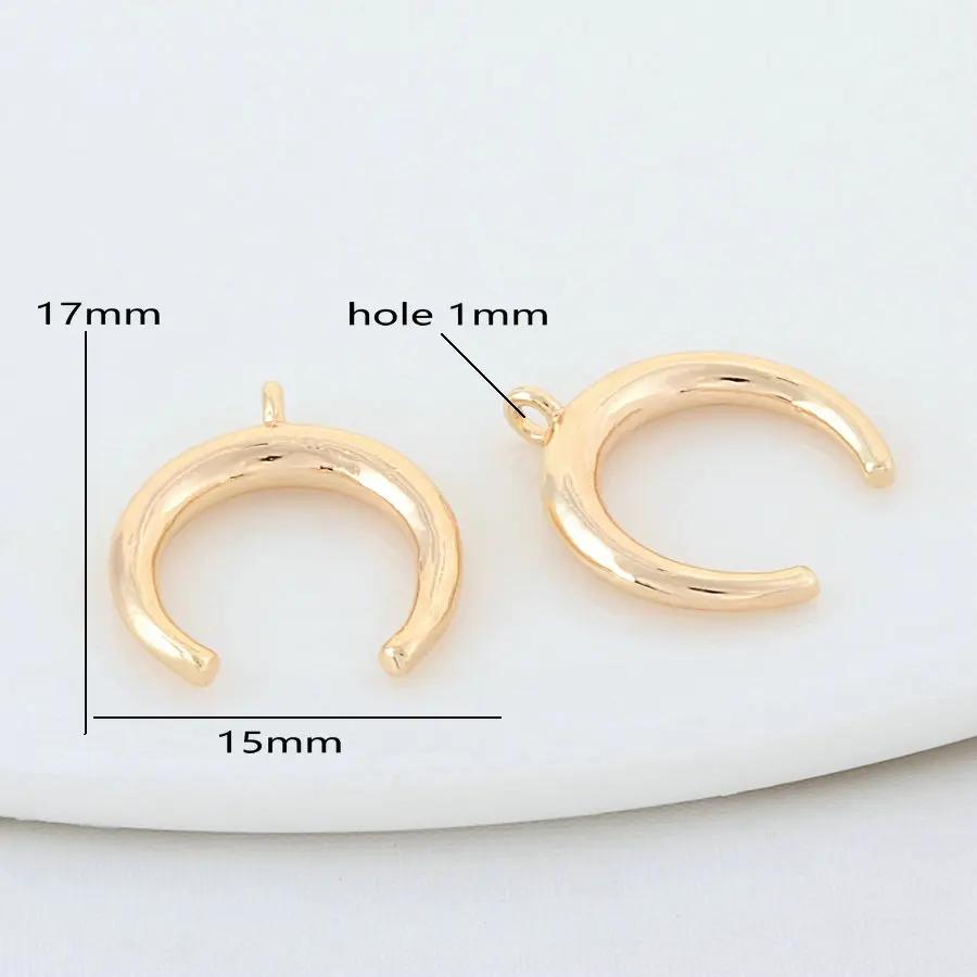 6PCS 15*17MM 14K Gold Color Brass Moon Charms Pendants Jewelry Making Supplies Diy Necklaces Bracelet Findings Accessories