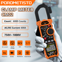 POROMETISTO CM02 Digital Clamp Meter AC/DC Current 1000A True RMS Multimeter High Precision Capacitance NCV Ohm Hz Test Ammeter