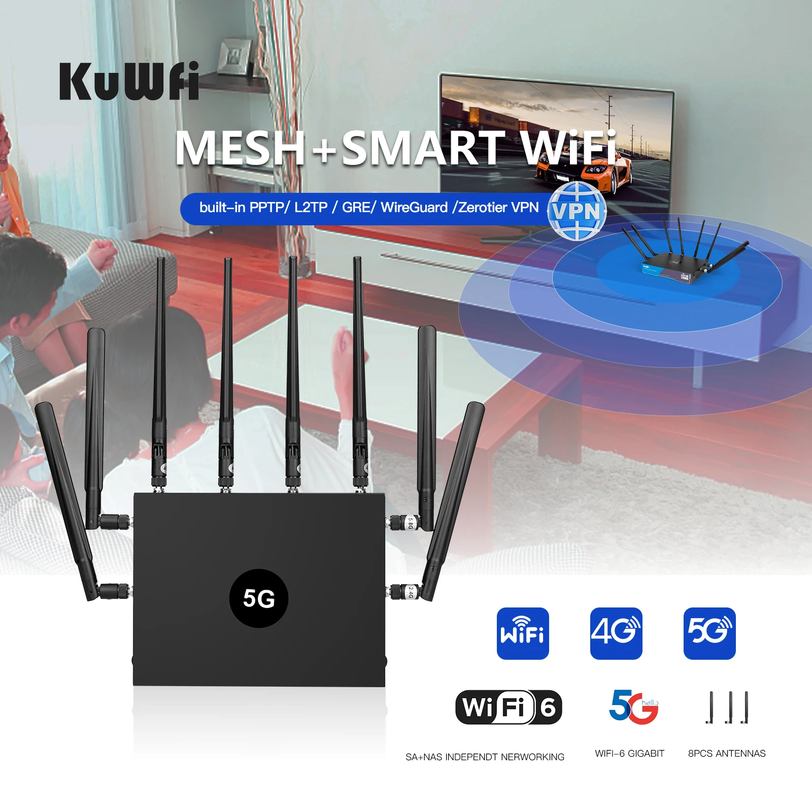 Imagem -05 - Kuwfi-roteador sem Fio com Slot para Cartão Dual Sim Cpe Ax3000 5g Dual Band Wi-fi Gigabit Porta Lan Suporte 128 Usuários Mesh