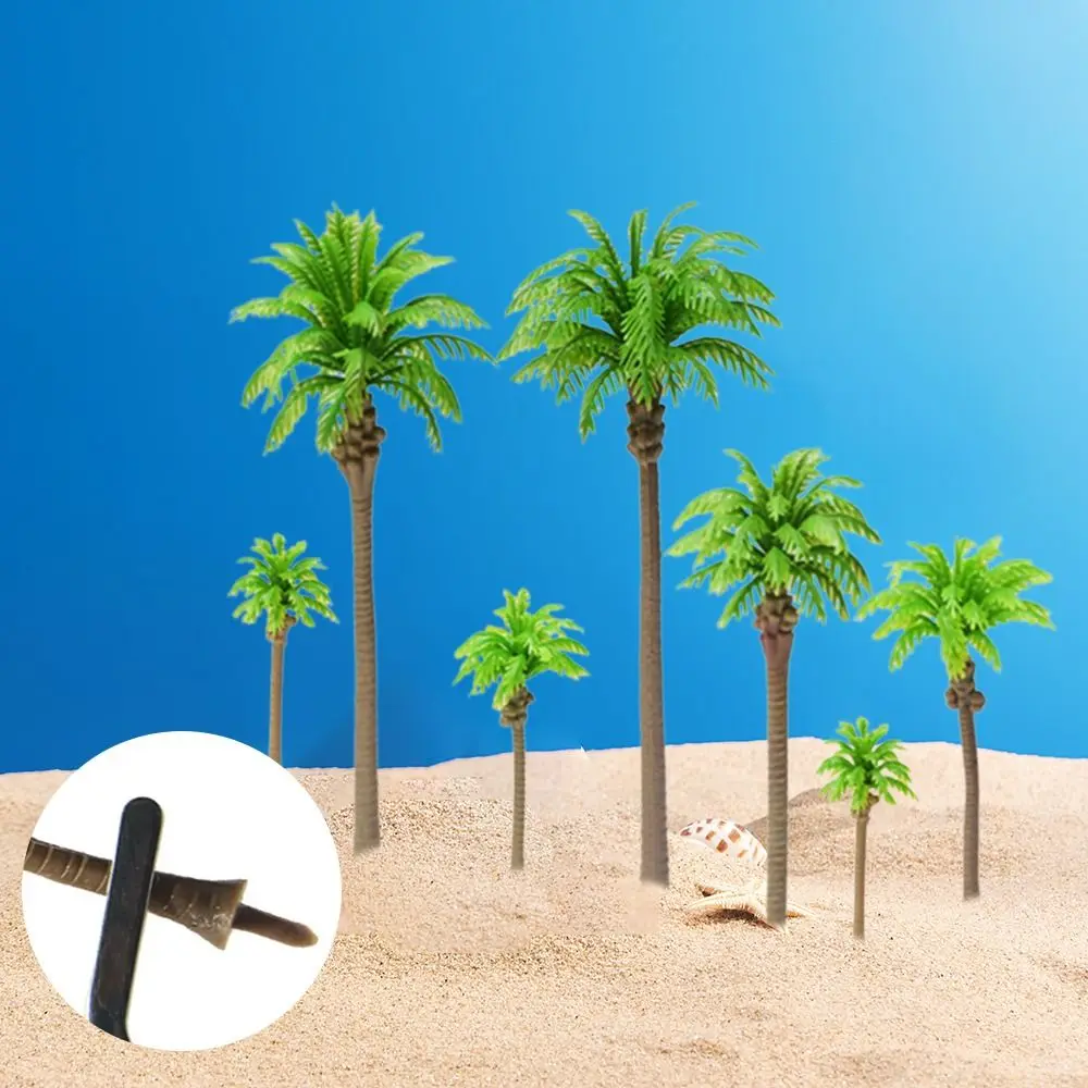 5Pcs Plastic Palm Tree Model Stereoscopic Artificial Coconut Micr Landscape Craft Coconut Palm Ornaments Desktop Decoration