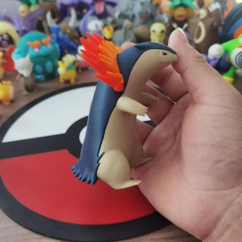 Cyndaquil Quilava Typhlosion Schaal Wereld 1:20 Diy 3d Afdrukken Anime Figuur Model Desktop Standbeeld Collectie Decoratie Ornament